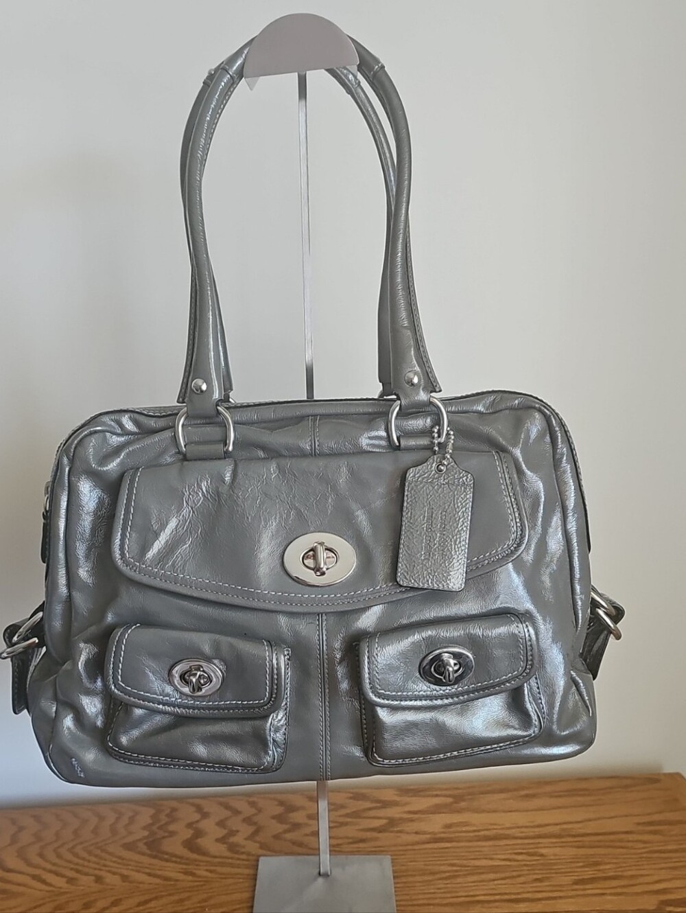 Vintage COACH Legacy Peyton Satchel - Grey Patent